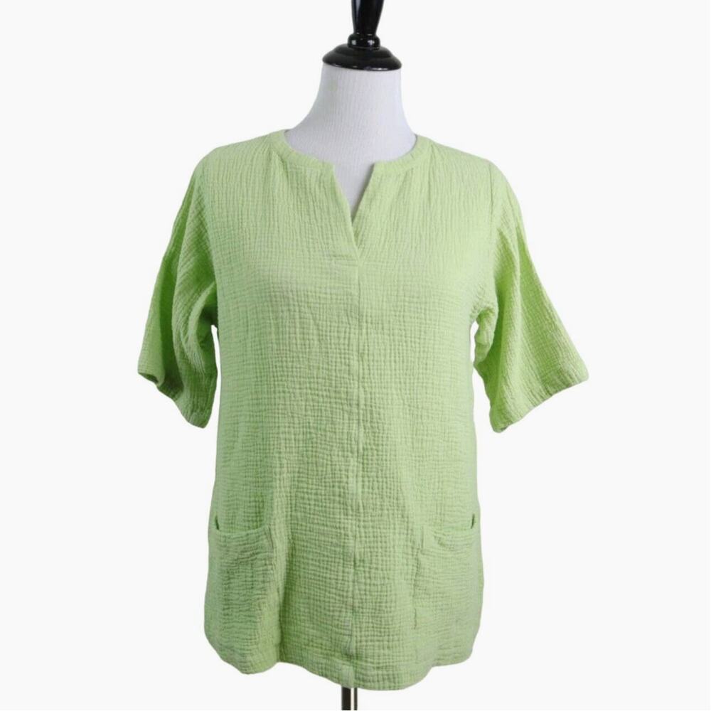 Soft Surroundings Size M Araza Gauze Tunic 2ek38 Green Altered - Picture 2 of 9